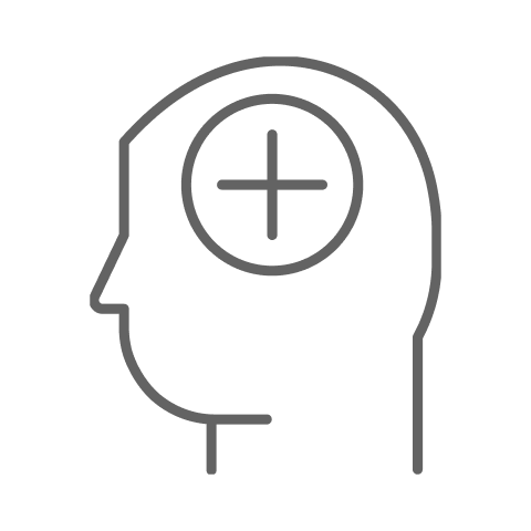 Icon of a head with a plus sign indicating fatigue-related symptoms