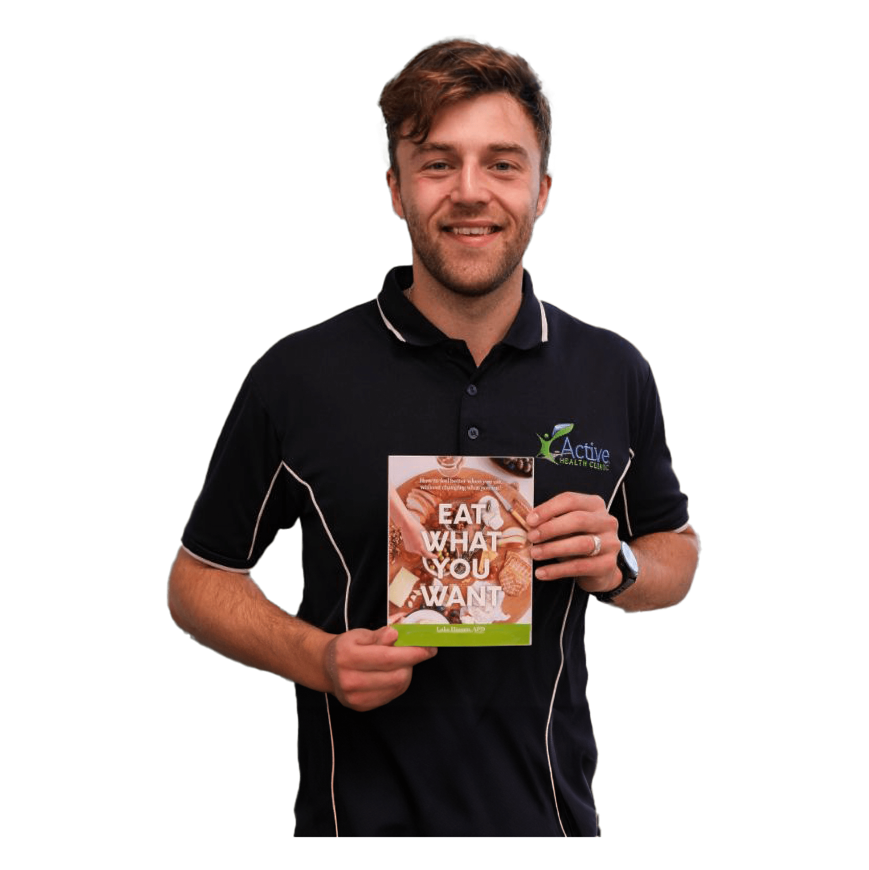 Luke Hassan holds a copy of his book 'Eat What You Want'