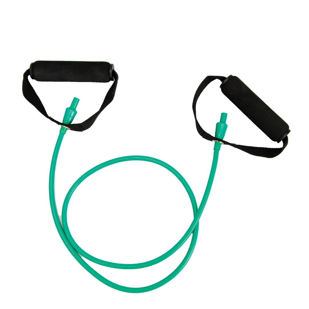 Green light resistance exercise tube with foam handles