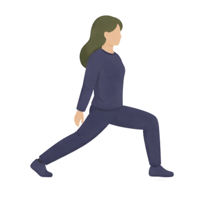 Illustration of a woman in a lunge stretch representing exercise physiology services