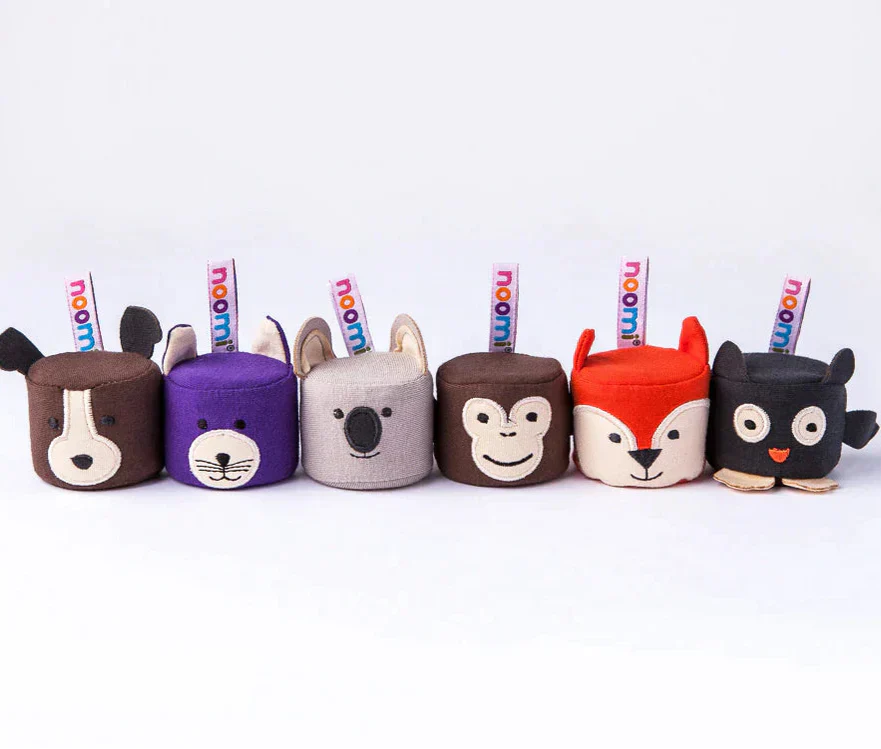 Noomi Squeezebo Stress Balls in various animal designs with soft cotton covers and durable rubber cores for stress relief and fidgeting.