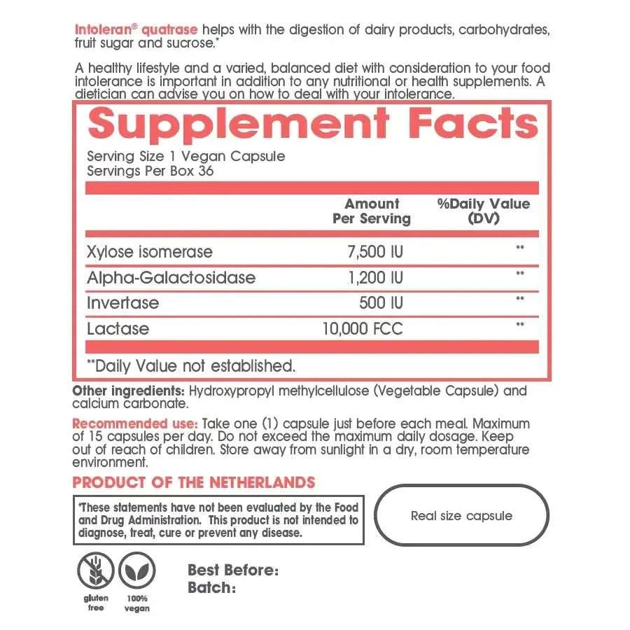 Quatrase 5caps nutritional information
