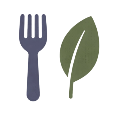 Fork and leaf icon representing dietetics services