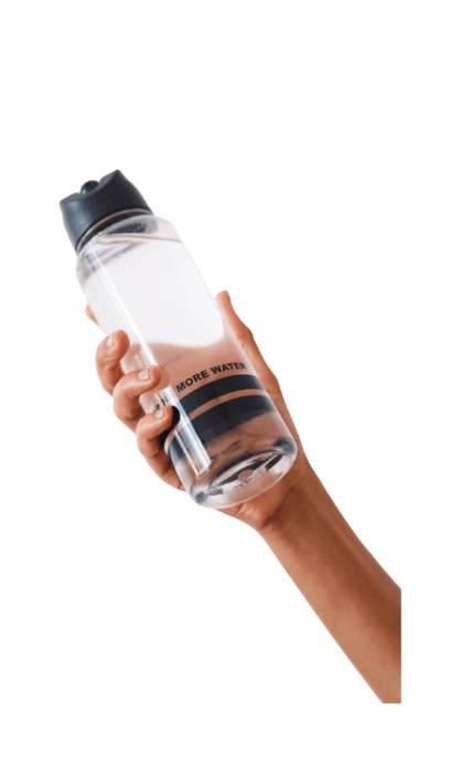 a hand holds a drink bottle
