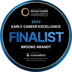 Award badge showing Brooke Arandt as a 2023 Early Career Excellence finalist