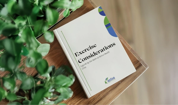 The Exercise Considerations Book on a table