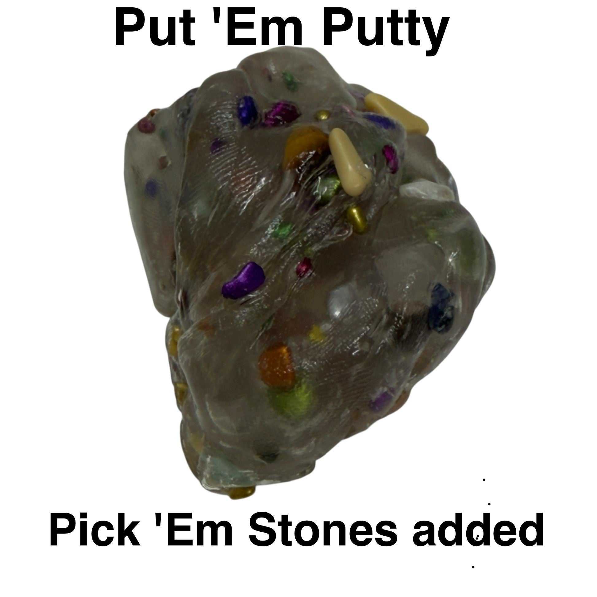 Small stones pressed into clear putty
